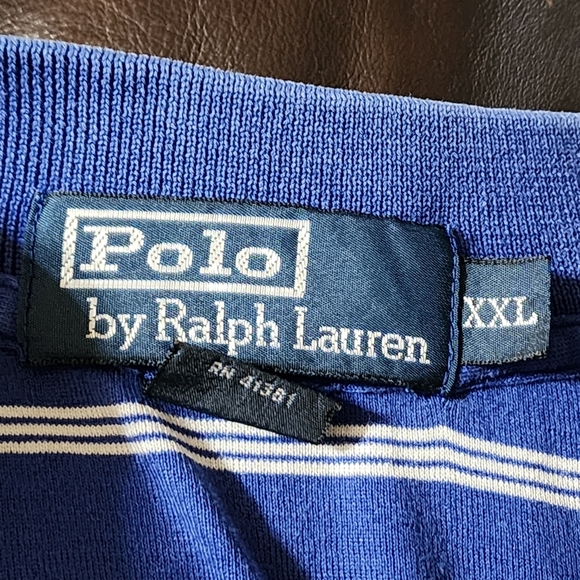 Polo Ralph Lauren Polo Shirt Men's XXL Blue White Stripes Golf 2XL - Picture 6 of 8